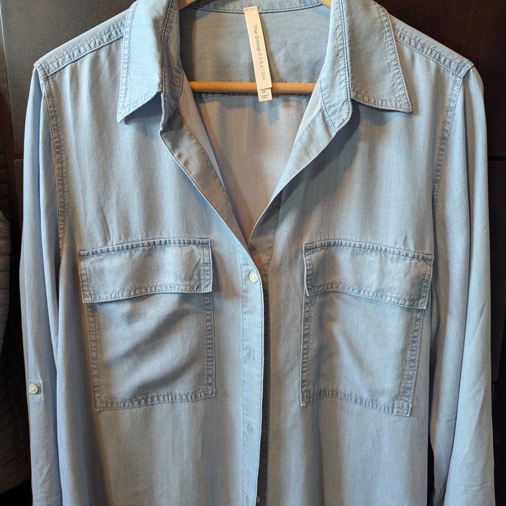 Babaton Utility Light Blue Button Down Shirt